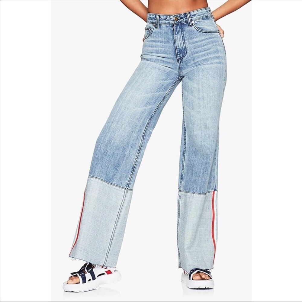 P.E Nation 80’s Inspired Blue Ballout Flare Jeans